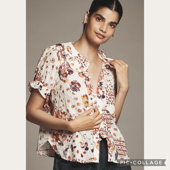 Anthropologie Pilcro The Kiera Blouse in Light Orange - Picture 7 of 8